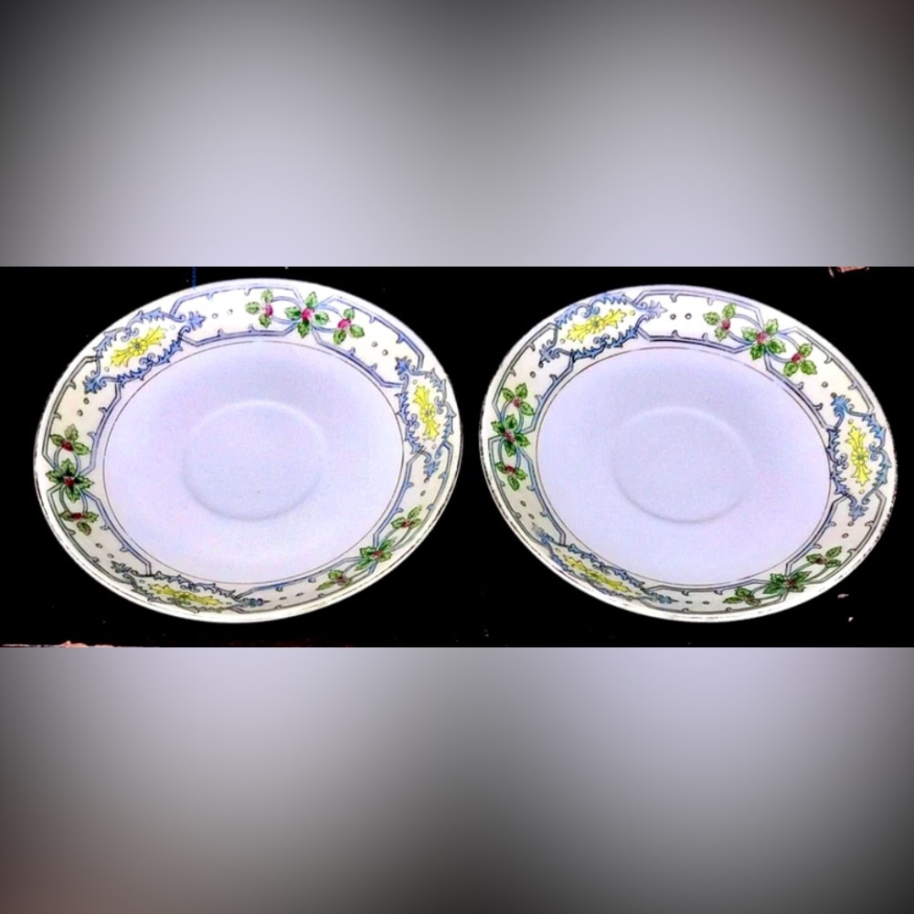 Vintage Mid Century Antique (set of 2) NORITAKE Gold Trim Teacup SAUCERS